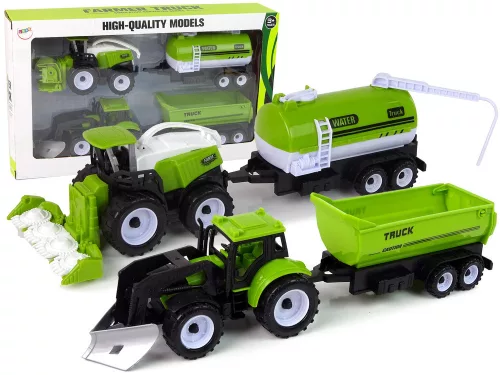 Mezőgazdasági járművek készlete: Traktor, Aratógép, Tartálykocsi, Félpótkocsi