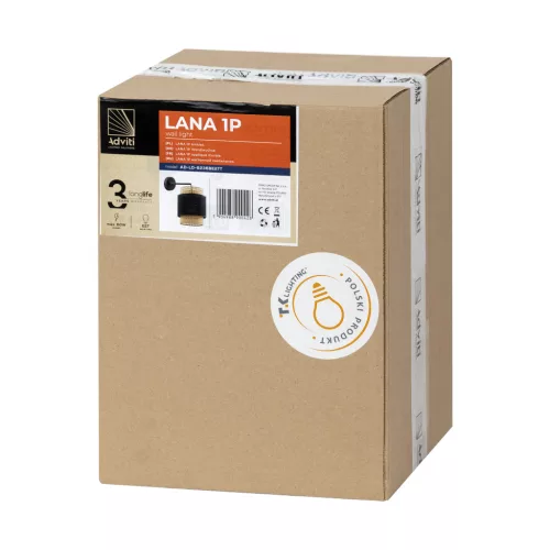 LANA 1P, fali lámpa, E27 max. 60W, fekete