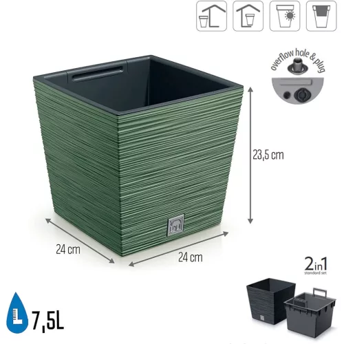 FURU SQUARE LOW DFS240 virágcserép - földzöld