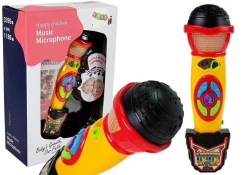 Sárga és fekete karaoke mikrofon dalok felvételéhez