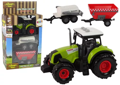 Nagy traktor LED fényekkel, hangokkal, 2 géppel, mezőgazdasági készlet