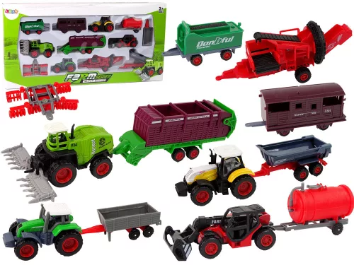 Mezőgazdasági Járművek Traktor Szett 12 Darabos Fém