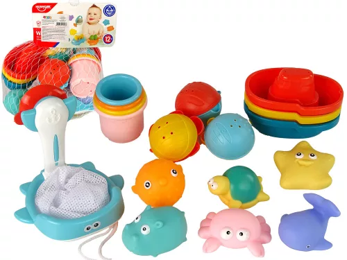 Fürdőszobai szett Sea Toys merítőháló hajók 17 darabos