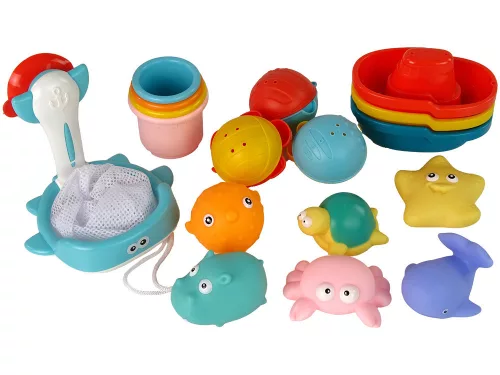 Fürdőszobai szett Sea Toys merítőháló hajók 17 darabos