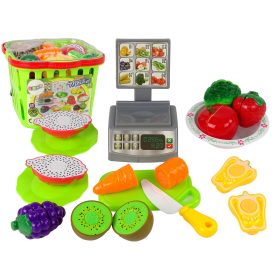 Zöldséges kosár szeletelésre, bolti mérleg