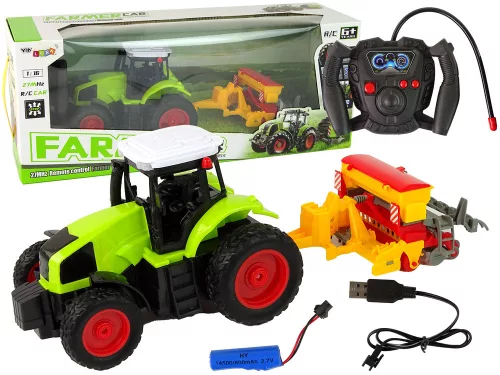 Mezőgazdasági Jármű Traktor Bálázóval Távirányítós 1:16 Zöld