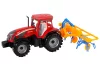 Piros traktor gereblyével, súrlódóhajtással