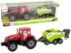 Piros mezőgazdasági traktor zöld vetőgép súrlódásos meghajtással