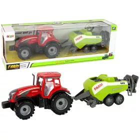   Piros mezőgazdasági traktor zöld vetőgép súrlódásos meghajtással