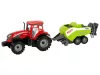 Piros mezőgazdasági traktor zöld vetőgép súrlódásos meghajtással