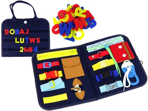 Bőröndös szenzoros manipulatív tábla kisgyermekeknek