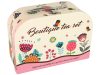 Teás-kávés készlet dobozban, tányérmintákkal, rózsaszín