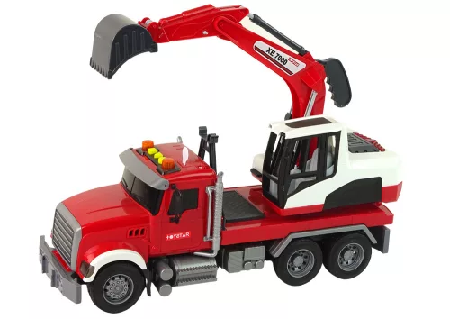 Teherautó kotrógéppel, traktor kotrógép hangfény