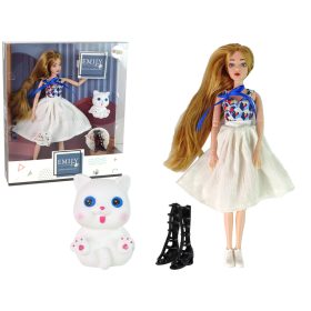 Baba gyerekeknek Baba macskával, hosszú barna hajjal