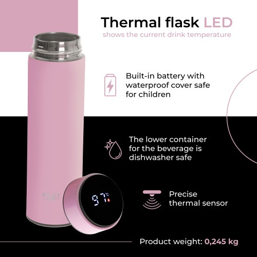 AD 4506 rózsaszín Termosz LED 473ml rózsaszín