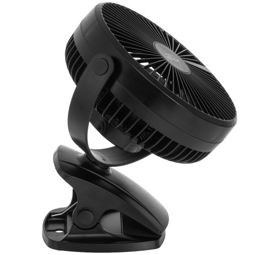 AD 7342 fekete asztali ventilátor csipesszel | újratölthető | 15,5 cm | 360°-os forgatás | USB-C |