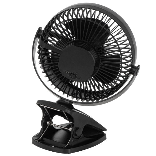 AD 7342 fekete asztali ventilátor csipesszel | újratölthető | 15,5 cm | 360°-os forgatás | USB-C |