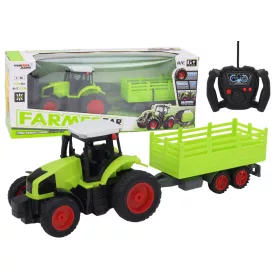 RC távirányítós traktor utánfutóval 1:16 zöld