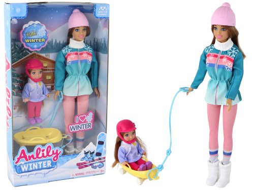 Anlily Dolls Anya és lánya szánkózó szett