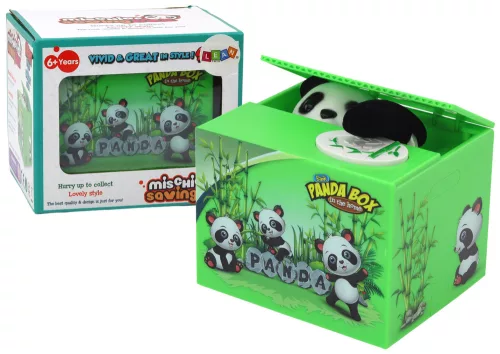 Malacperselyű panda tanul megmenteni a mackót zöld dobozban