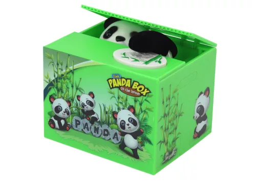 Malacperselyű panda tanul megmenteni a mackót zöld dobozban