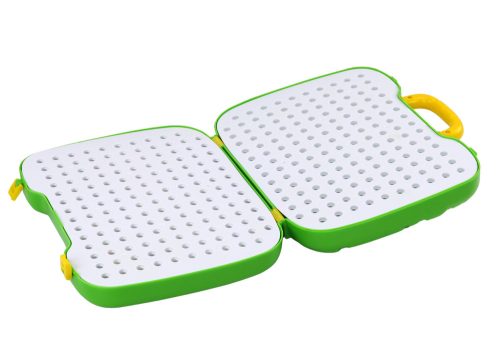 Asztali bőrönd barkácskészlet dinoszaurusz blokkok kirakós csavarhúzó 249 db.