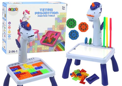 Mini Projektor Tetris Asztal 2 az 1-ben Unikornis Kék