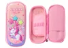 Suport pentru pix roz cu unicorn 3D, două compartimente, 24 cm x 11 cm x 7 cm