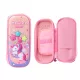 Suport pentru pix roz cu unicorn 3D, două compartimente, 24 cm x 11 cm x 7 cm