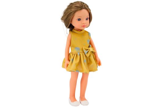 Baba Sárga Ruhás Barna Haj Nagy Baba 33cm