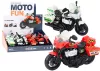 Rendőrségi motorkerékpár 1:10 lámpákkal és hangokkal fehér-piros színben