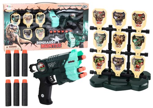 Zöld habszivacs dinoszaurusz darts pisztolykészlet