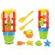 Homokjáték-készlet, nagy darálóvödör formák, színes