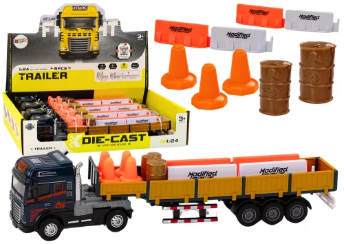 Teherautó utánfutóval, kék, 1:24 TIR autó, teherautó kiegészítők, hangok