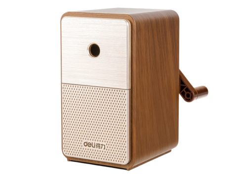 Ceruzahegyező tartállyal, pengeállítással, barna