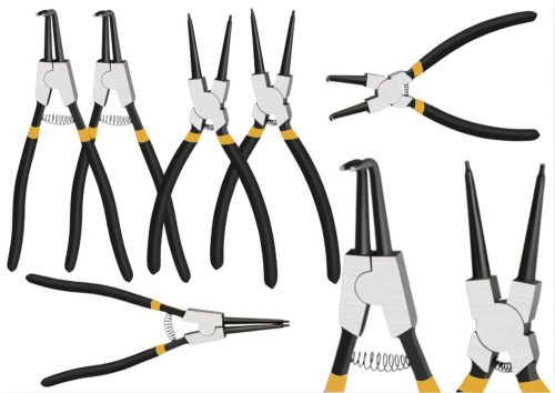 Seegergyűrű fogó készlet, hajlított, egyenes, 4 db.