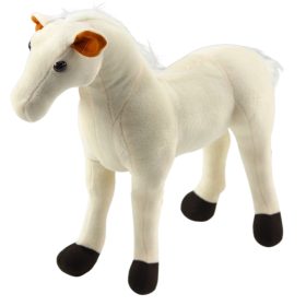   Plüss ló plüssjáték kabalafigura ölelnivaló játék fehér 40cm x 37cm