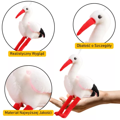 Plüss Gólya Madár Plüss Játék Kabala Ölelnivaló Játék 37cm