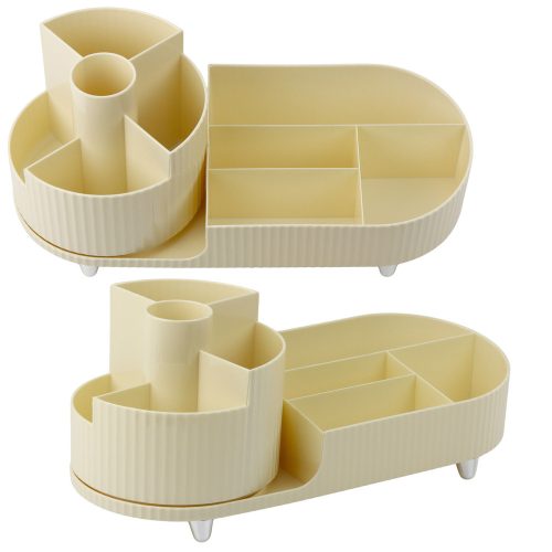 Multifunkcionális kozmetikai rendszerező, forgatható, tágas, bézs