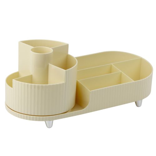 Multifunkcionális kozmetikai rendszerező, forgatható, tágas, bézs