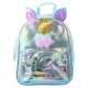 Gyerek hátizsák Unikornis Szarvval Mozgó Konfetti Kék 25cm 4.5L