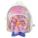 Gyerek hátizsák flitteres tüll masnival, fehér, 20 cm, 3,8 l
