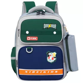Dinoszaurusz Patch Iskolatáska Tolltartóval Szürke 16L