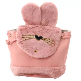   Gyerek hátizsák plüss fülekkel, állítható pánttal, rózsaszín, 22 cm, 4 l