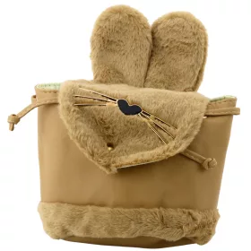   Gyerek hátizsák plüss fülekkel, állítható pánttal, bézs, 22 cm, 4 literes