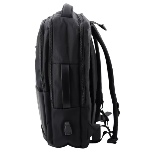 City Business hátizsák, USB mellkaspánttal, fekete, 26L, 45cm