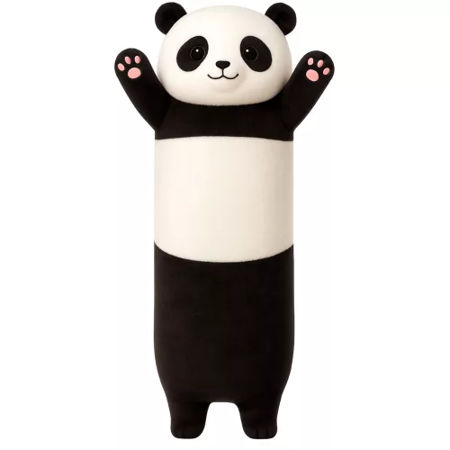Plüss Panda Kabala Párna, Hosszúkás, Görgős, Fekete-Fehér, 70cm