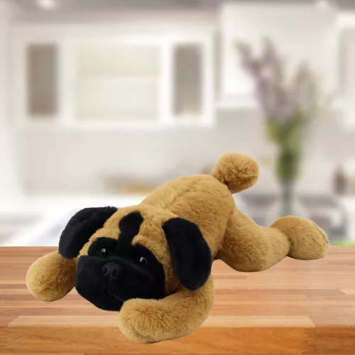 Plüss Mopsz Kutya Fekvő Barna 40cm