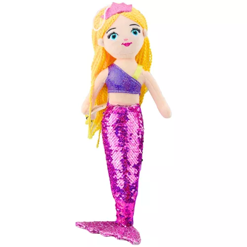 Plüss Sellő Flitteres Farokkal, Lila, 48cm