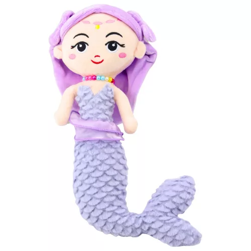 Plüss sellő gyöngyökkel, lila, 32cm